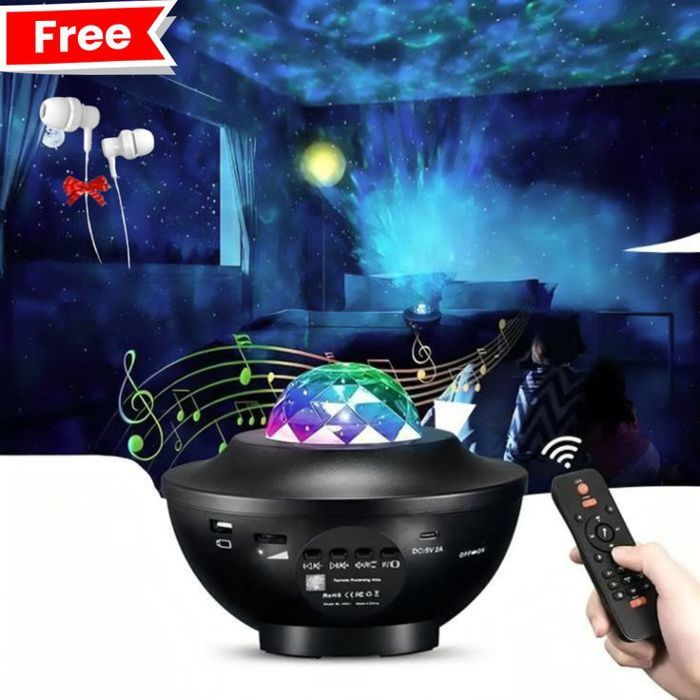 Projecteur Galaxie Bluetooth – Veilleuse Etoilée 10 Modes + Ecouteur Gratuit