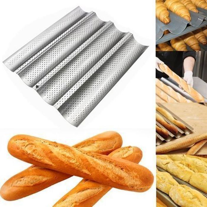 Plaque   Moule De Cuisson Perforé   4 Baguettes Pain