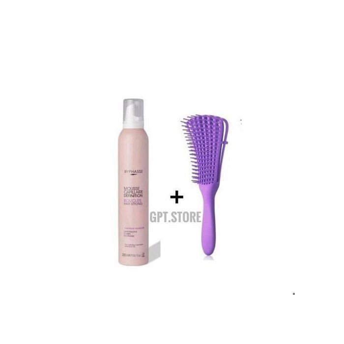Mousse Coiffante - BYPHASSE - 300ml - Définition Boucles - Brosse Démêlante Octopus - Anti-Frisottis