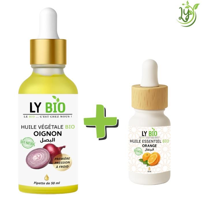 LYBIO PACK HUILE OIGNON 50ML - PIPETTE + HUILE ESSENTIEL ORANGE 10ML