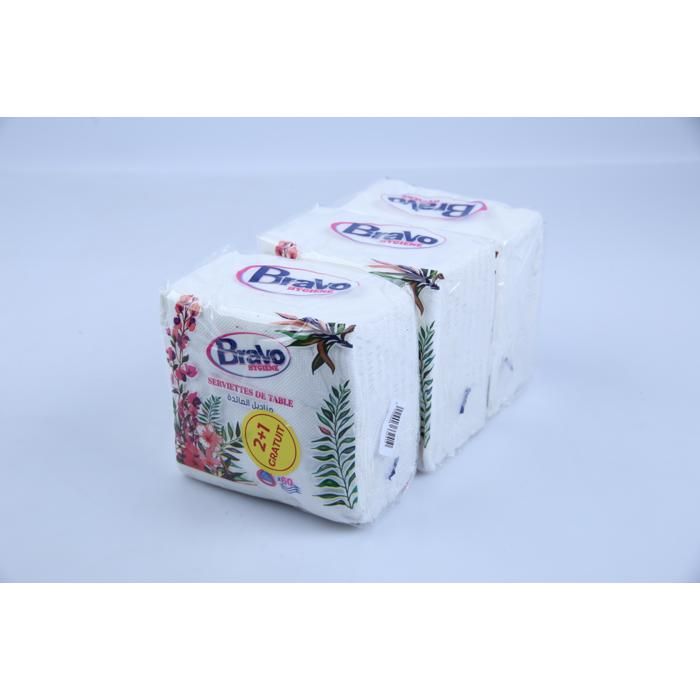 Lot de 2 serviettes de table Bravo 60 + 1 Gratuit