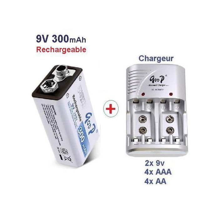 Goop Chargeur + Pile 9V 300mAh Rechargeables : l'énergie durable pour vos appareils