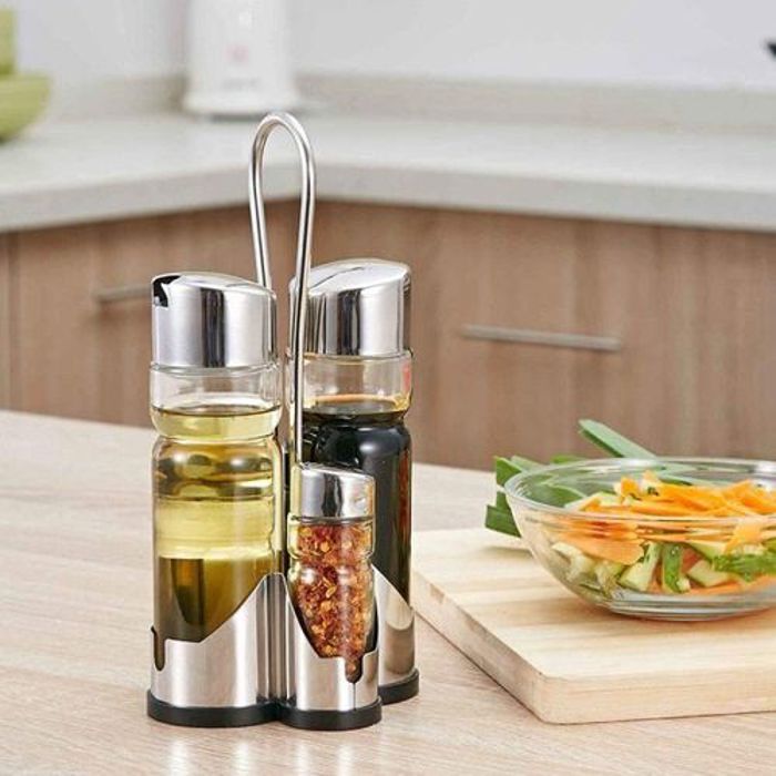Kit de 4 Dispensateurs de Condiments de Haute Qualité avec Bouchons Pratiques