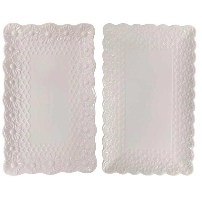 Assiette plate rectangulaire en porcelaine blanche unie 30 cm