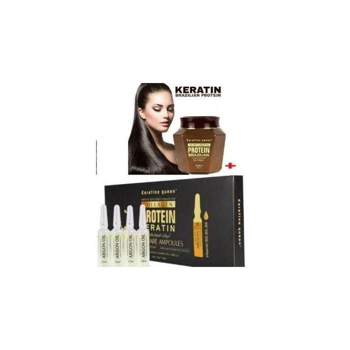 keratine queen Masque protéine brésilienne + ampoules à l'huile d'argan 1000 ml