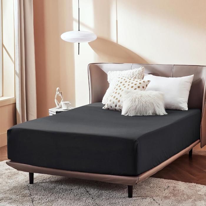 Drap Housse - Dwirty - Noir - 140x200 cm - Doux - Antiallérgique