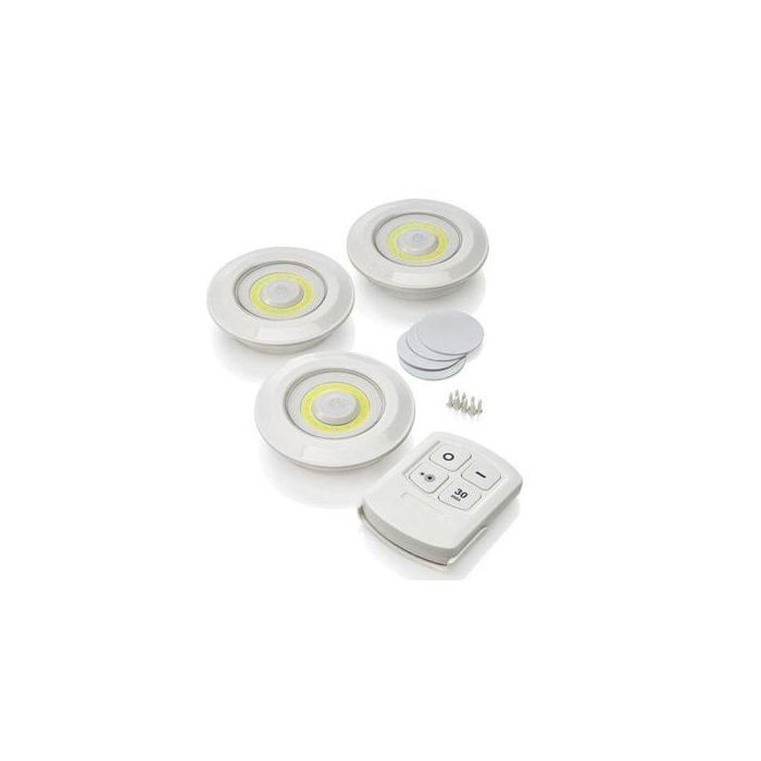 Kit de 3 Spots Ampoules Lampes Light LED sans fil avec télécommande de contrôle Éclairage ajustable