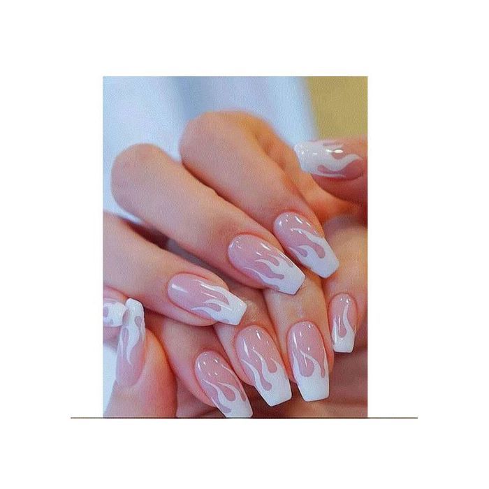 Boite de Faux Ongles 24 PCS, Motif Feu, Nails, Accessoires Pour Femme