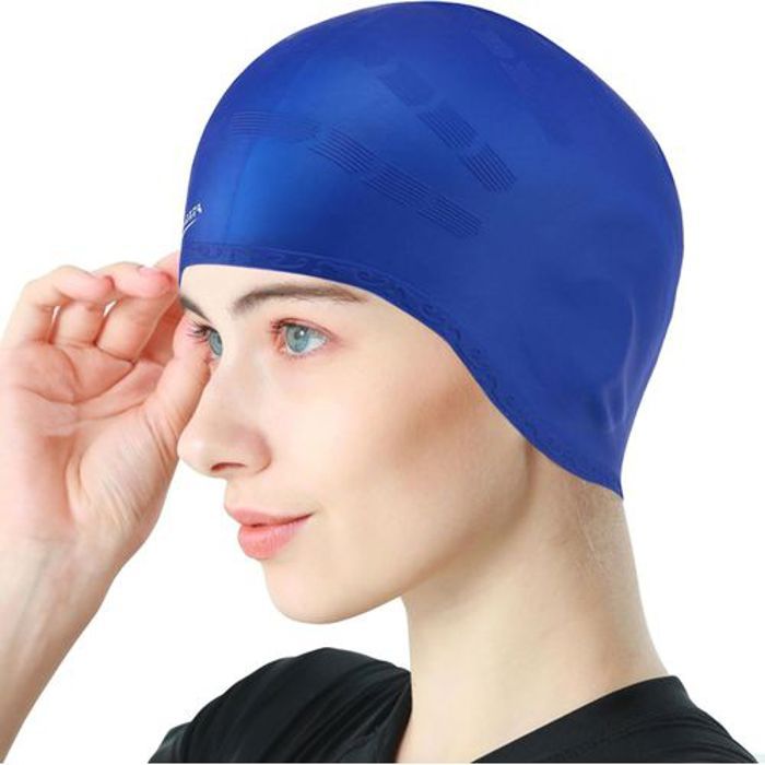 Bonnet de Bain Protection Oreille 3D, Bonnet de Piscine en Silicone Unisexe