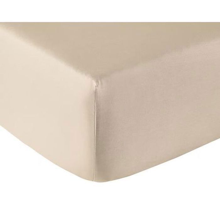 Drap-housse - MAISON GOOD AND WELL - 140x190x35 cm - 100% coton - Beige - Certifié ISO 9001