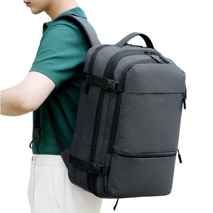 Sac à dos - Fonctionnel - Gris - Port USB - Grand espace de rangement - Pour ordinateur 17,3 pouces