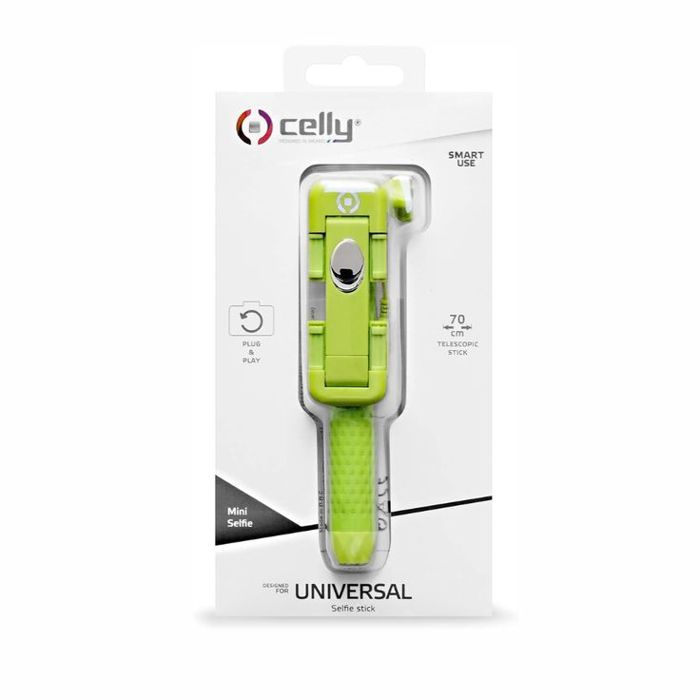 Celly Mini Selfie Stick pour smartphones jusqua14 cm - VERT