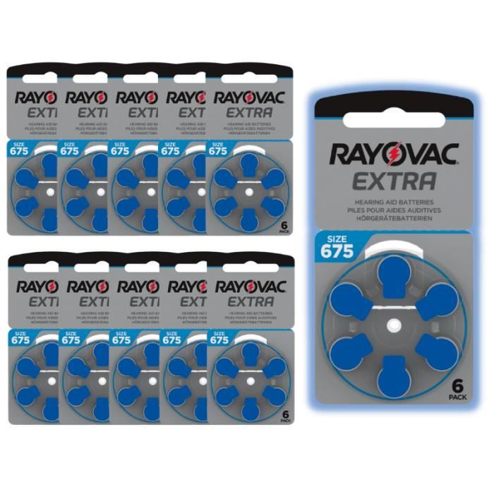 Piles Auditives Rayovac taille 675 | Lot de 10 plaquettes soit 60 piles