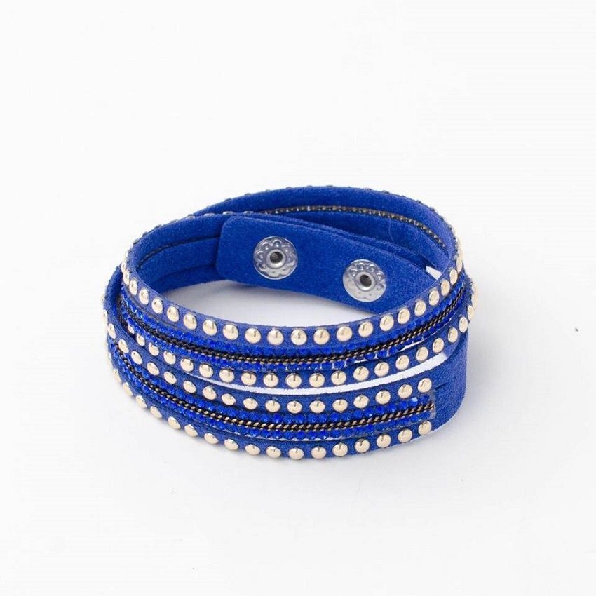 Bracelet - RÊVE-DIAMANT - Bleu - Acier - Strass - Mixte
