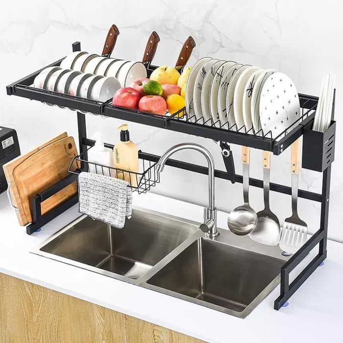Étagère de cuisine organisateur de vaisselle  noir multifonction
