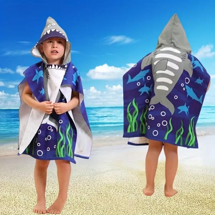 Serviette Enfant - GENERIC - Motif Requin - Absorbante - Séchage Rapide - Capuche Intégrée