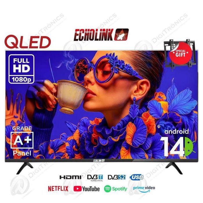 43 Smart TV QLED Full HD avec Android 14, HDMI, DVB S2/T2