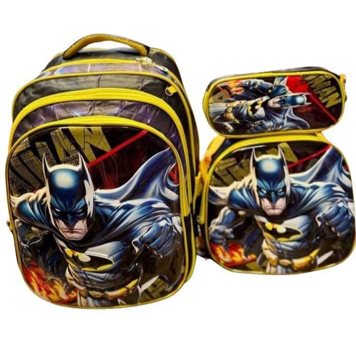 Coffret scolaire enfant de 3 pièces : sac à dos, trousse et sac de déjeuner parfaitement assortis.