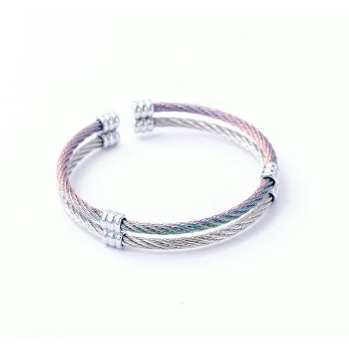 Bracelet - RÊVE-DIAMANT - Câble double - 100% Acier - Multicolore - Mixte