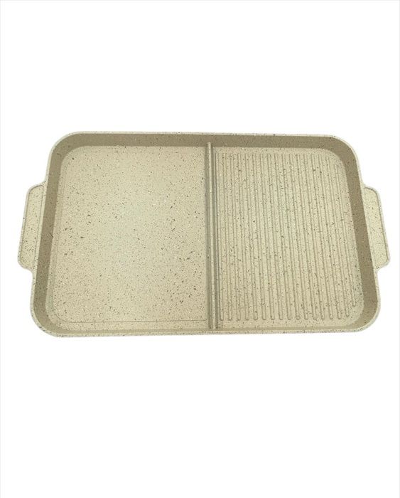 PLACHA EN FONTE D'ALUMIUIM ANTI-ADHESIVE, PLAQUE 2EN1 LISSE ET STRIEE COMPATIBLE INDUCTION