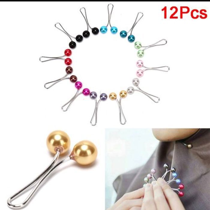 Foulard - GENERIC - Pack de 12 mini broches - Différentes couleurs - Accessoire femme - Chale hijab