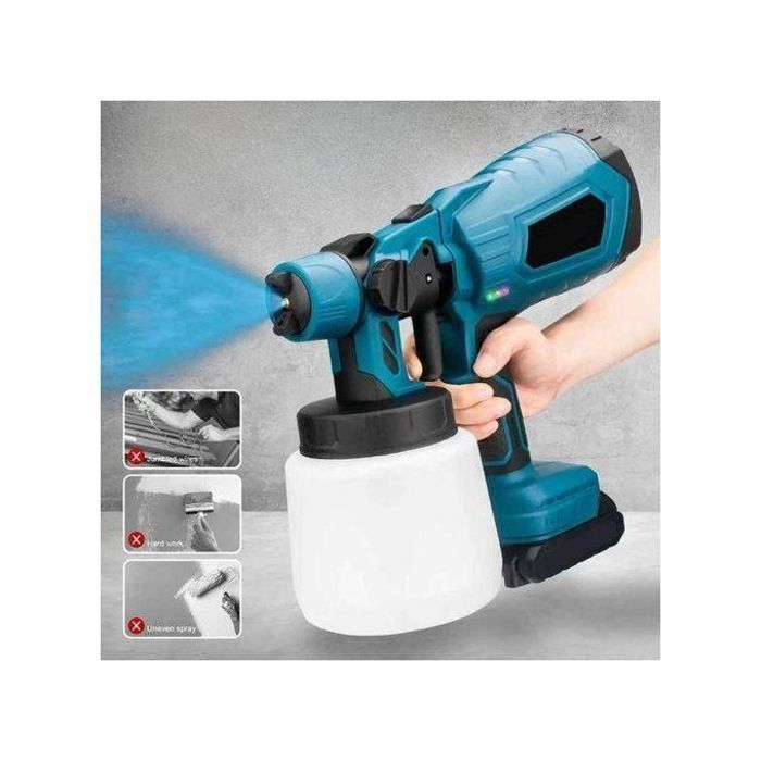 Pistolet à peinture électrique sans fil avec buses réglables + 2 batterie