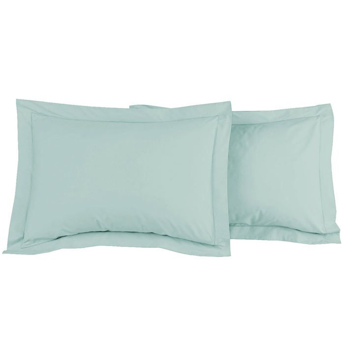 2 taies d'oreiller - Percale de coton vert d'eau 70x50 cm