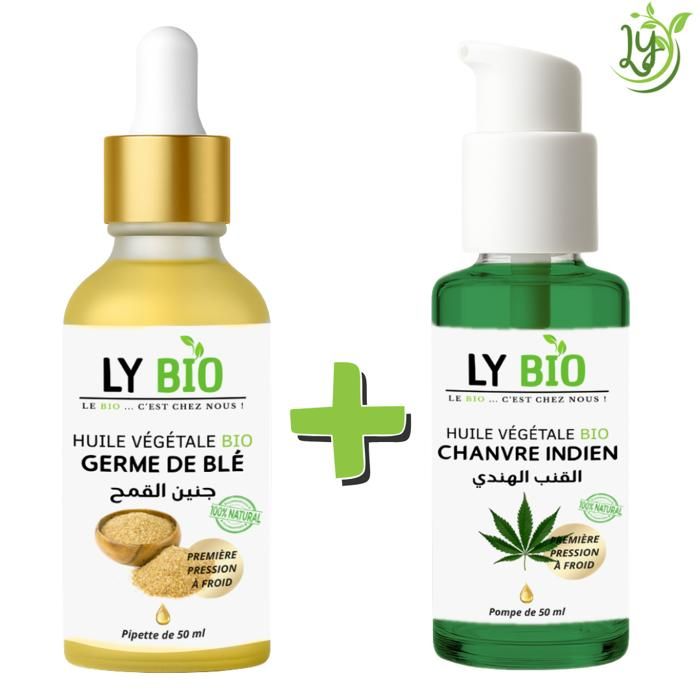 LYBIO PACK HUILE GERME DE BLE 50ML - PIPETTE + HUILE CHANVRE 50ML - POMPE