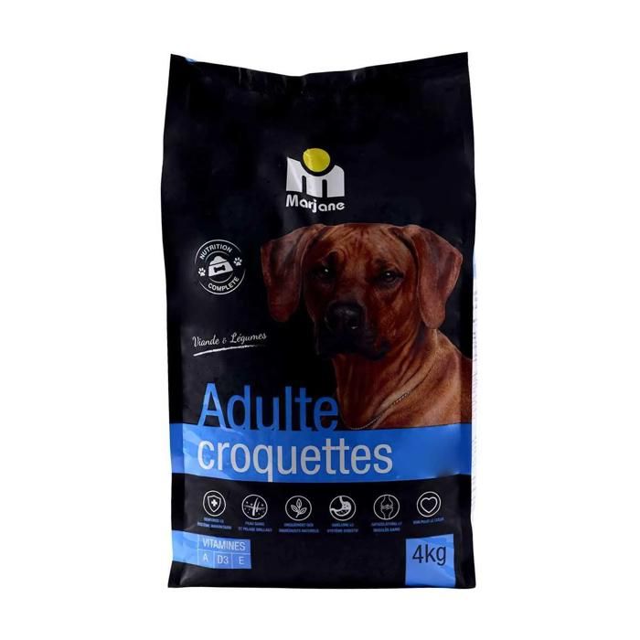 Croquettes pour chien - MARJANE - 4kg - Viande et légumes - Riche en vitamines A, D3, E