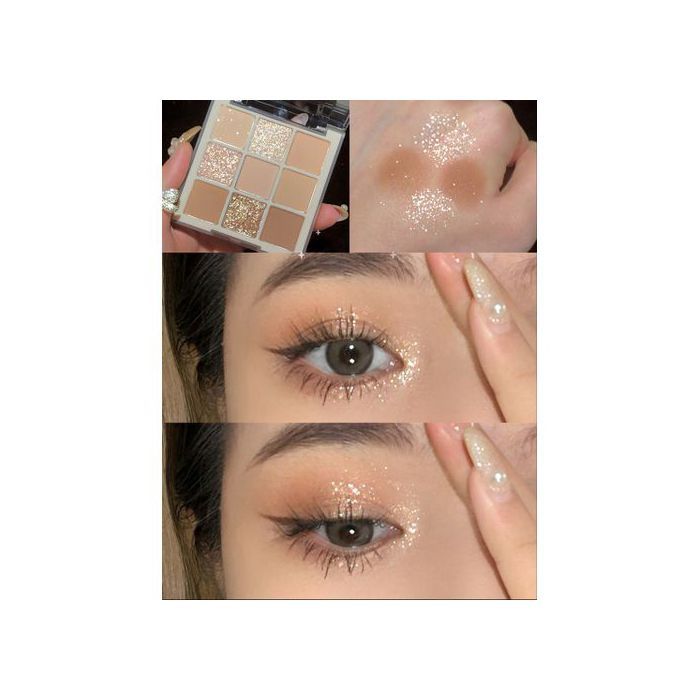 Palette de fards à paupières, 9 couleurs, Nude, mat, scintillant et brillant