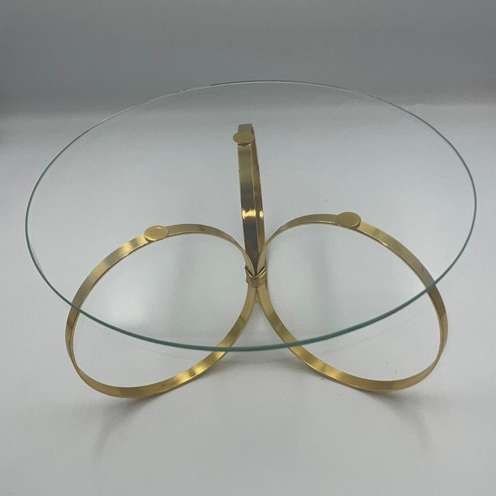 PRESENTOIR A GATEAU EN VERRE ET SUPPORT EN ACIER DORE