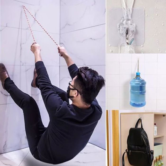 Crochets muraux auto-adhésifs transparents, lot de 4, pour porte, cuisine, salle de bain
