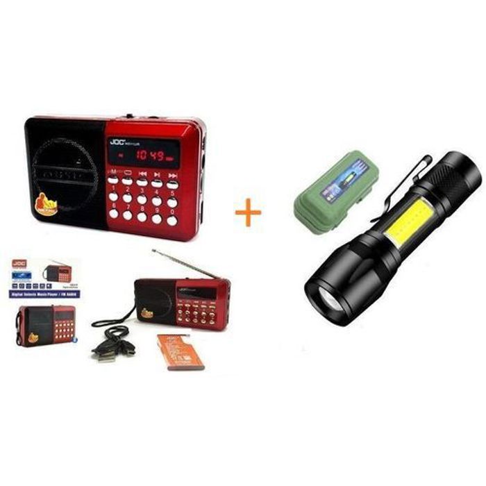 Radio numérique portable - Joc - Lecteur MP3 - Rechargeable - FM - Torche intégrée