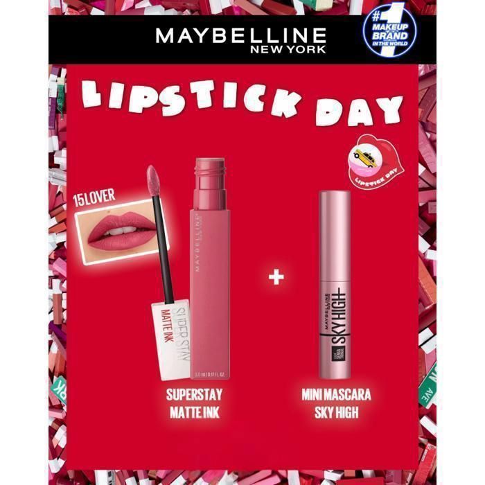 Pack SuperStay Matte Ink Liquid 15 LOVER Lipstick = MINI MASCARA SKY HIGH