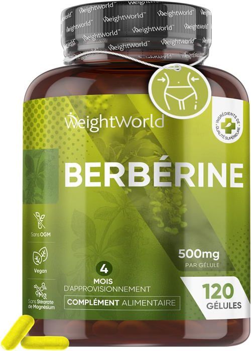 Berberine 500 mg 120 Gélules Vegan Plante de Berberis Vulgaris, Sans OGM