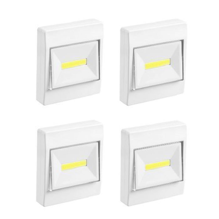 Interrupteur veilleuse - Magique - Pack de 4 - Blanc - Résistant à l'eau - Installation facile