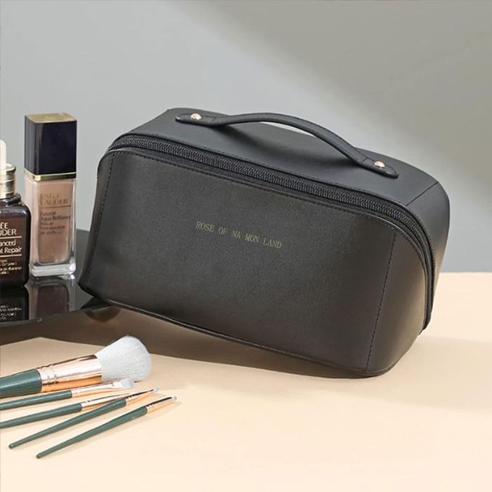 Sac à cosmétiques de voyage en cuir PU pour femme, Trousse de Toilette Portable
