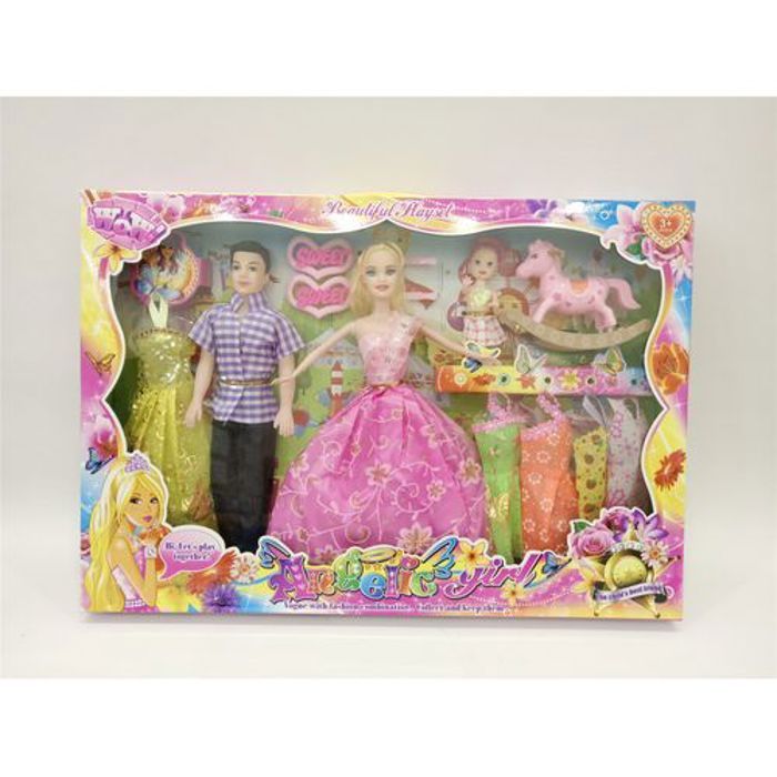 Poupée Articulée - Multicolore - 6 Robes - Mannequin - Chaussures - Animaux