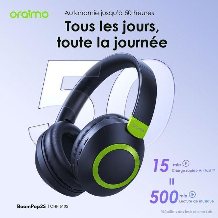 Casque Bluetooth - Oraimo - BoomPop2S - ENC - Bluetooth 5.3 - Résistant aux éclaboussures