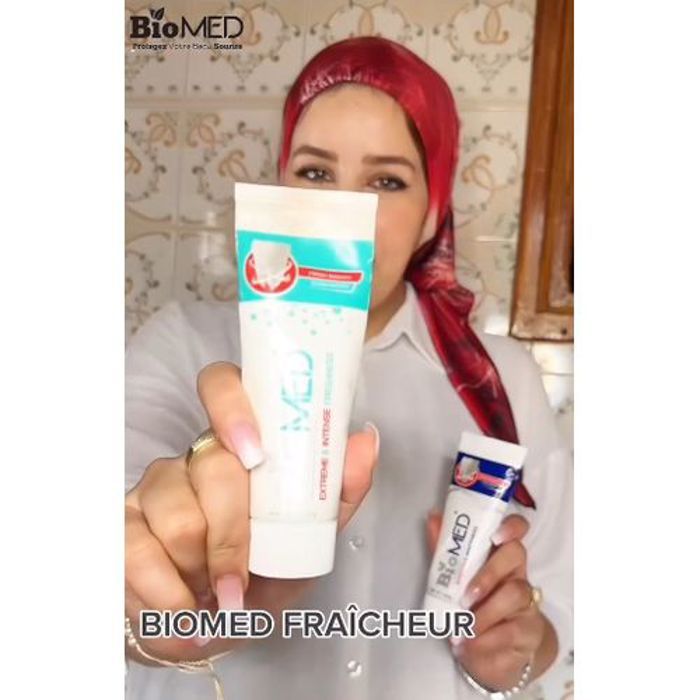 Dentifrice - BIOMED - Extreme & Intense Freshness - 100g - Sans parfum - Menthol microbilles