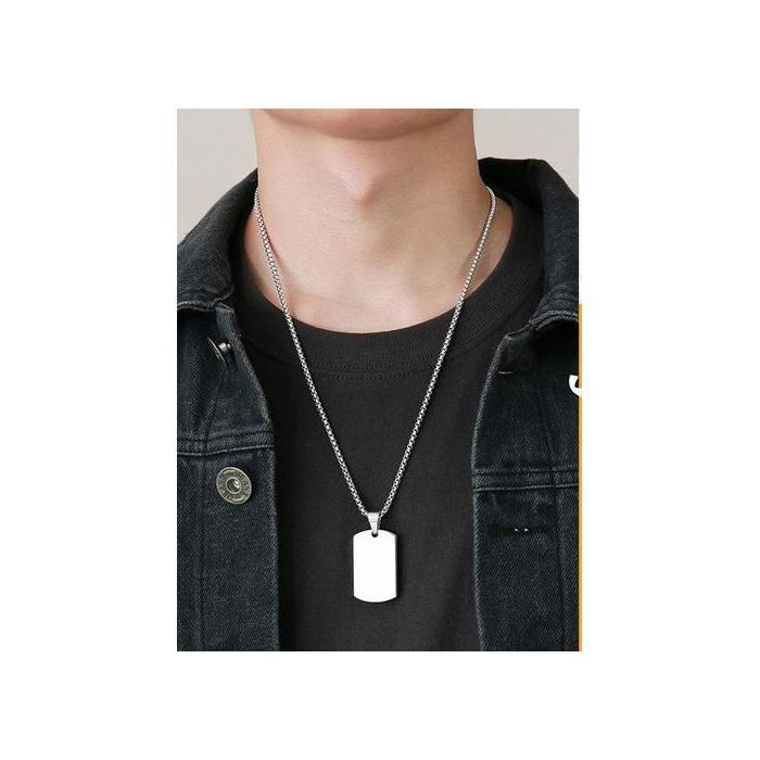 Collier Pendentif Geometrique De Haute Qualite Argent  En Acier Inoxydable Pour Hommes