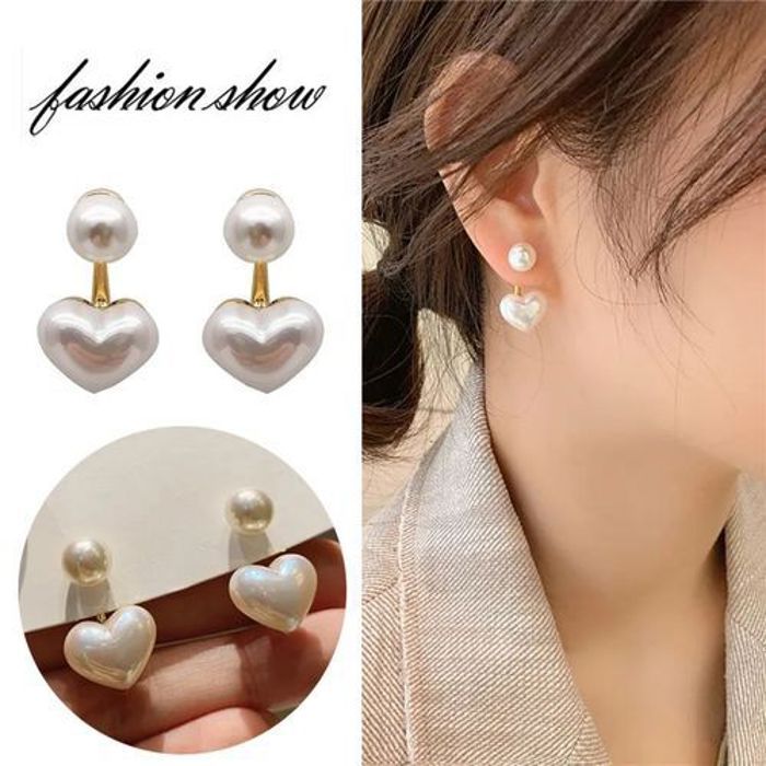 Boucles d'oreilles - GENERIC - Élégantes - Forme cœur - Perles - Pour femmes