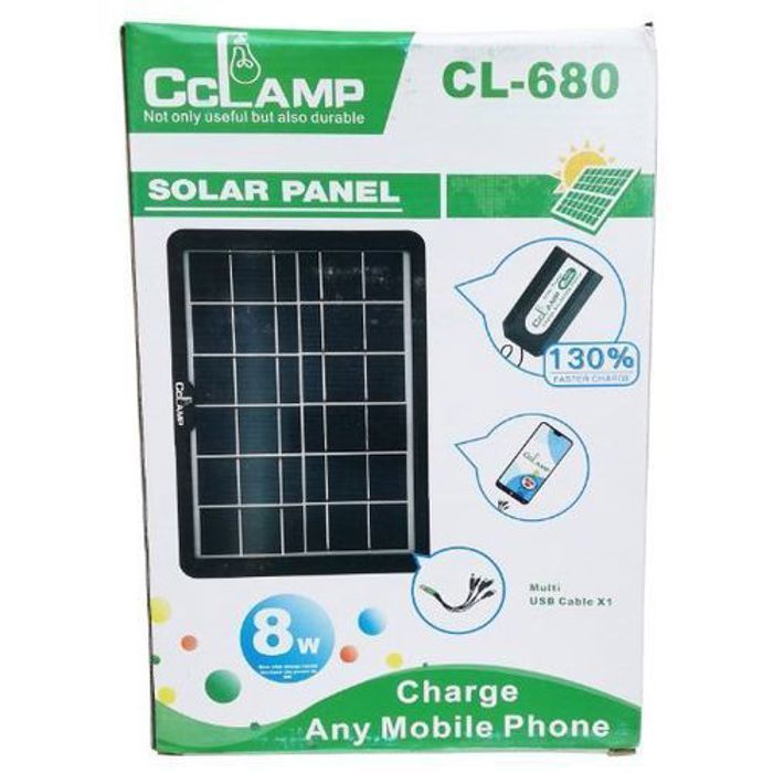 Panneau solaire - Cclamp - CL-680 - 8W - 6V - Charge rapide pour téléphone portable