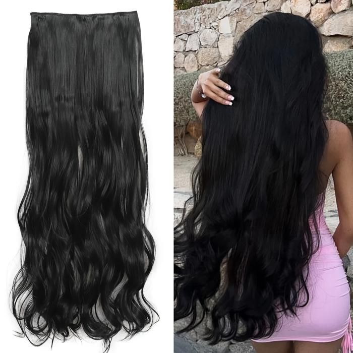 Extension Cheveux Bouclé A Clip - GENERIC - Noir - Facile à poser - Volume instantané - Pour femmes
