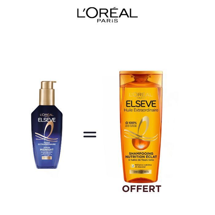 Routine Capillaire - L'OREAL PARIS - Élégance Nocturne - Huile 100ml - Shampooing 200ml - Soin Nourrissant