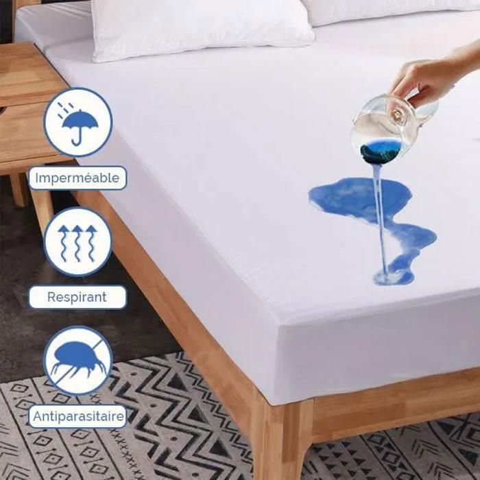 Protège Matelas - MAISON GOOD AND WELL - 140x190 - Imperméable - Respirant - Anti-acariens