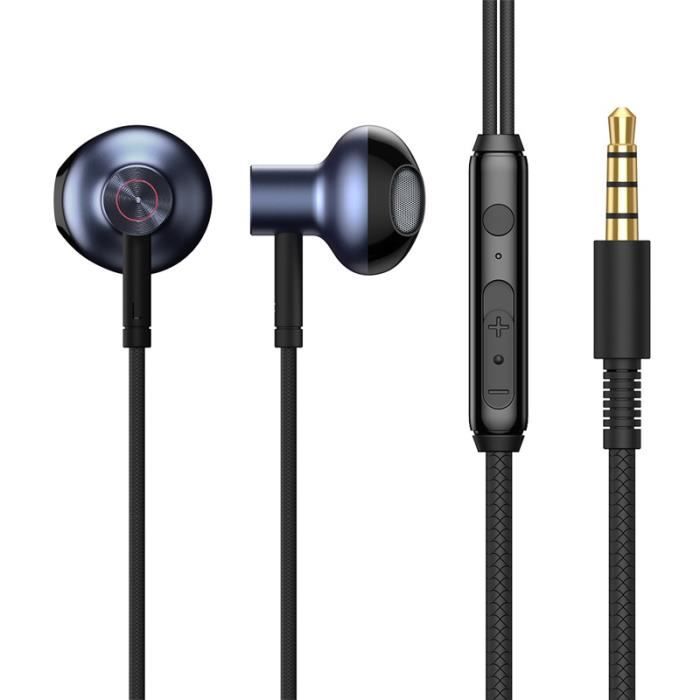Baseus casque stéréo avec câble 3,5 mm adapté aux périphériques d'interface, noir