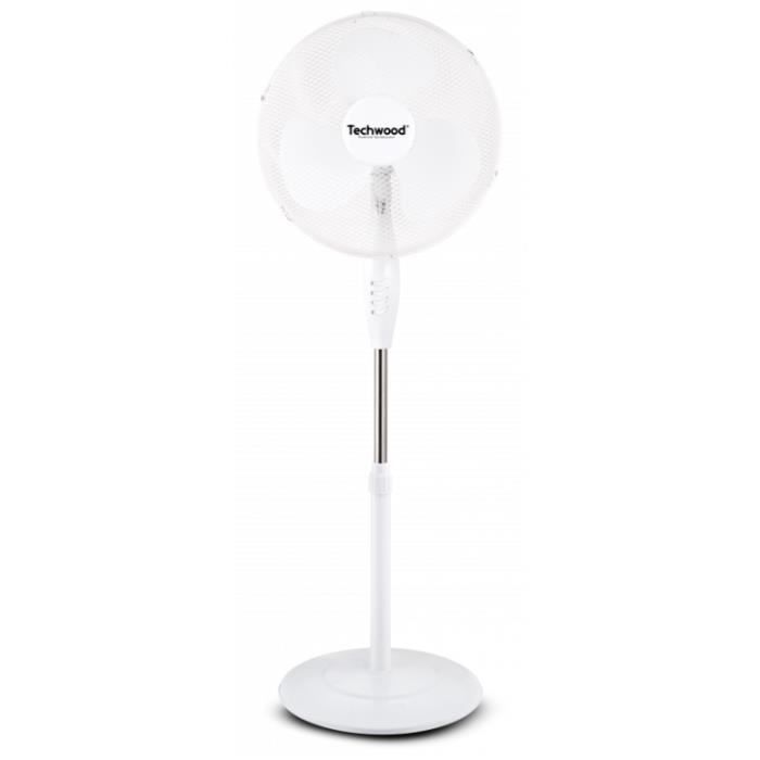 Ventilateur sur Pied - Blanc - Ø 40cm - 3 Vitesses - Oscillation - 45W