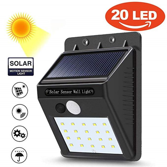 Applique Murale - Non spécifié - Lampe Solaire LED - Détecteur de Mouvement - IP65 - 20 LEDs