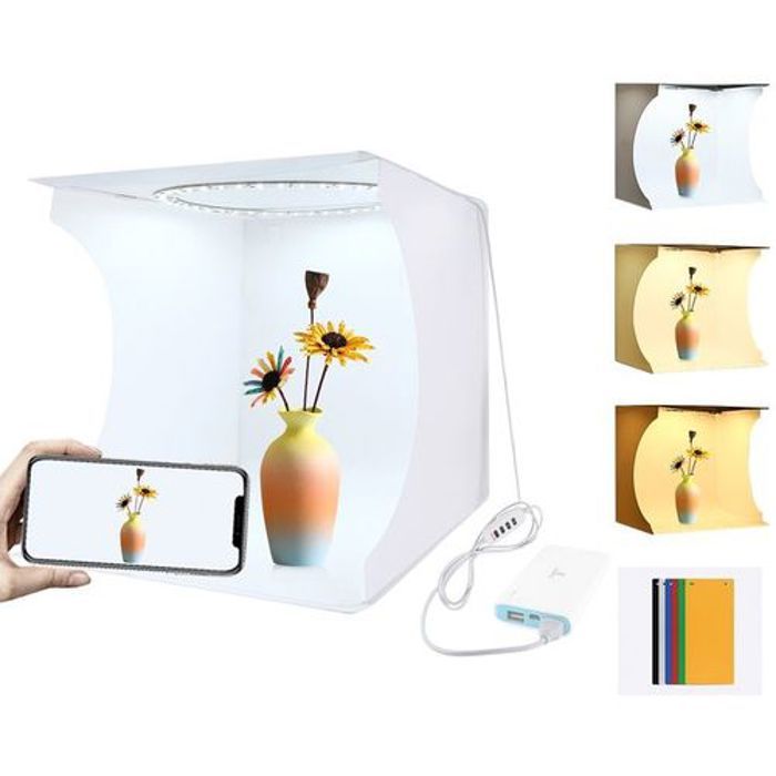 Studio d'éclairage portable pliable 30Cm avec 6 couleurs de fond ( N,B,O,R,V,B )